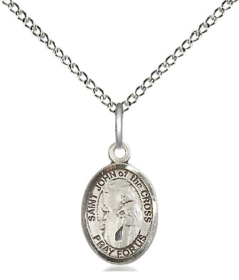 Sterling Silver Saint John of the Cross Pendant on a 18 inch Sterling Silver Light Curb chain