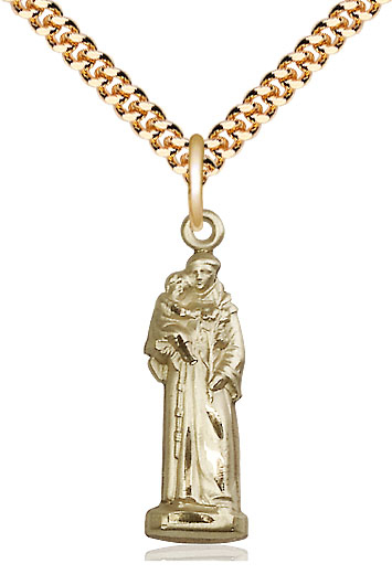 14kt Gold Filled Saint Anthony Pendant on a 24 inch Gold Plate Heavy Curb chain