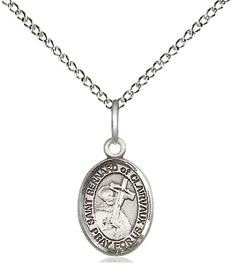Sterling Silver Saint Bernard of Clairvaux Pendant on a 18 inch Sterling Silver Light Curb chain