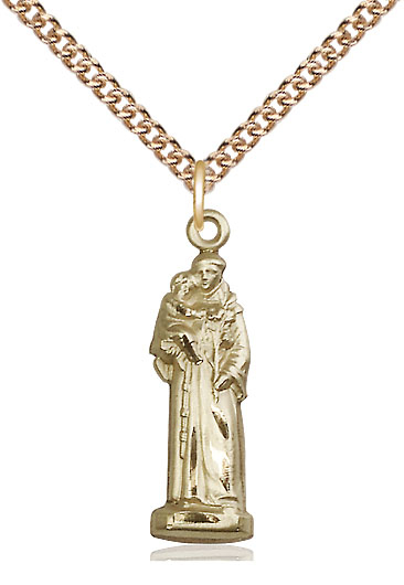 14kt Gold Filled Saint Anthony Pendant on a 24 inch Gold Filled Heavy Curb chain