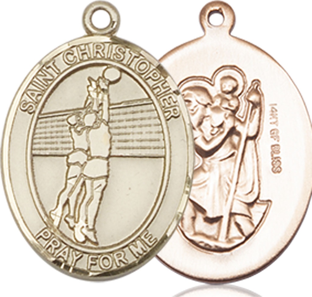 14kt Gold Filled Saint Christopher Volleyball Medal