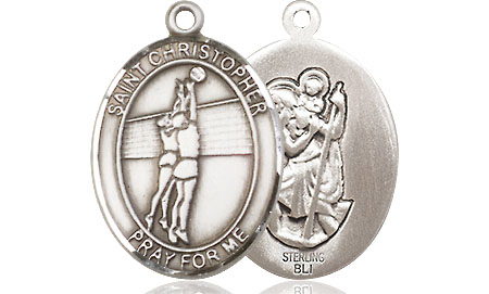 Sterling Silver Saint Christopher Volleyball Medal