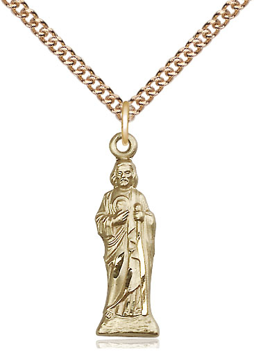 14kt Gold Filled Saint Jude Pendant on a 24 inch Gold Filled Heavy Curb chain