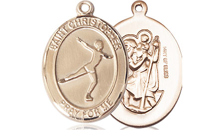 14kt Gold Filled Saint Christopher Figure Skating Medal