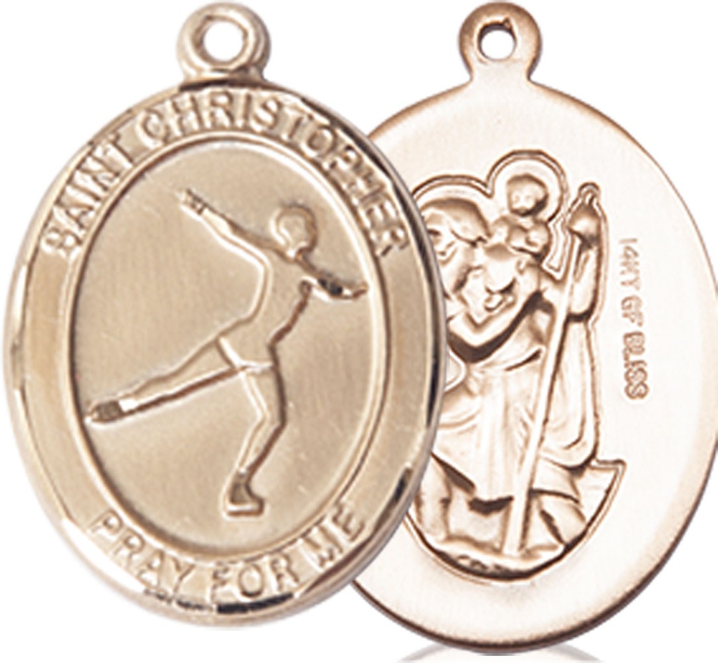 14kt Gold Filled Saint Christopher Figure Skating Medal
