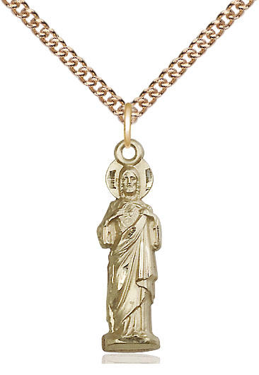 14kt Gold Filled Sacred Heart Pendant on a 24 inch Gold Filled Heavy Curb chain