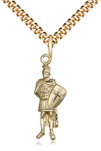 14kt Gold Filled Saint Florian Pendant on a 24 inch Gold Plate Heavy Curb chain