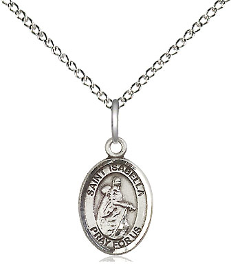 Sterling Silver Saint Isabella of Portugal Pendant on a 18 inch Sterling Silver Light Curb chain