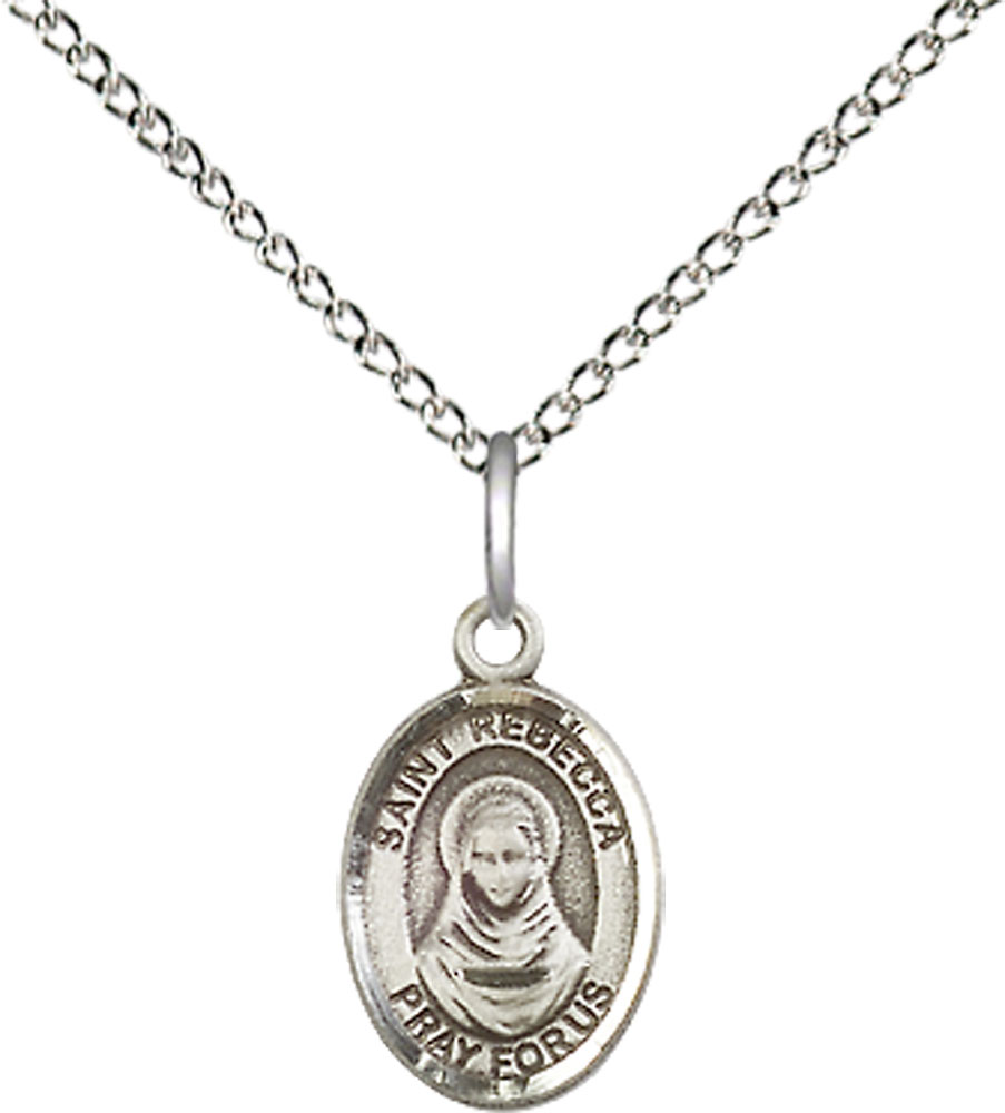 Sterling Silver Saint Rebecca Pendant on a 18 inch Sterling Silver Light Curb chain