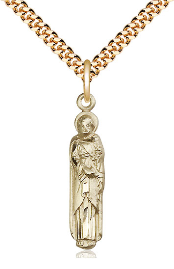 14kt Gold Filled Saint Joseph Pendant on a 24 inch Gold Plate Heavy Curb chain