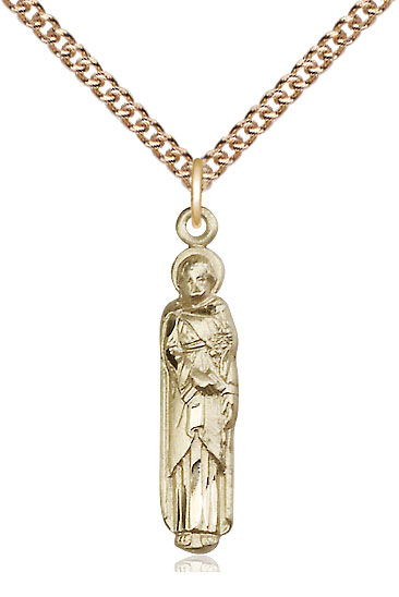 14kt Gold Filled Saint Joseph Pendant on a 24 inch Gold Filled Heavy Curb chain