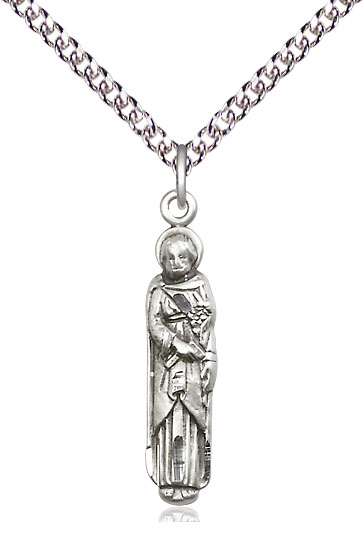 Sterling Silver Saint Joseph Pendant on a 24 inch Sterling Silver Heavy Curb chain