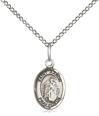 Sterling Silver Saint Aaron Pendant on a 18 inch Sterling Silver Light Curb chain