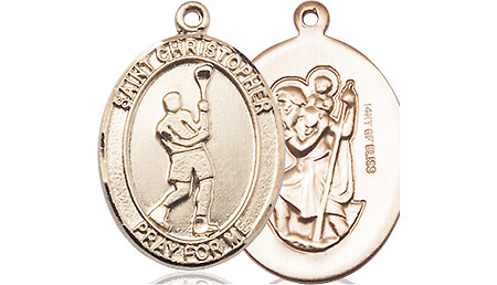 14kt Gold Filled Saint Christopher Lacrosse Medal