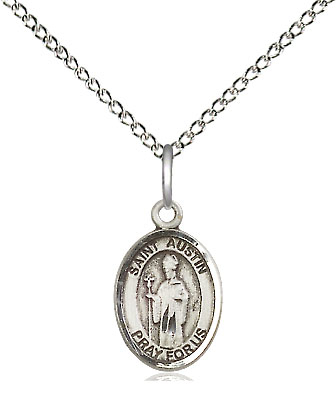 Sterling Silver Saint Austin Pendant on a 18 inch Sterling Silver Light Curb chain