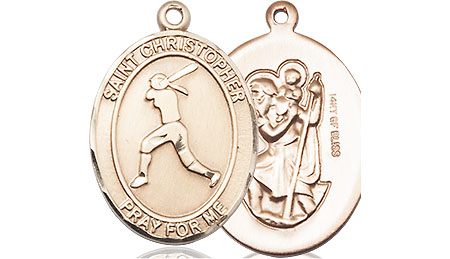 14kt Gold Filled Saint Christopher Softball Medal