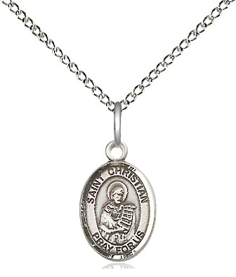 Sterling Silver Saint Christian Demosthenes Pendant on a 18 inch Sterling Silver Light Curb chain