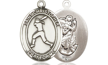 Sterling Silver Saint Christopher Softball Medal