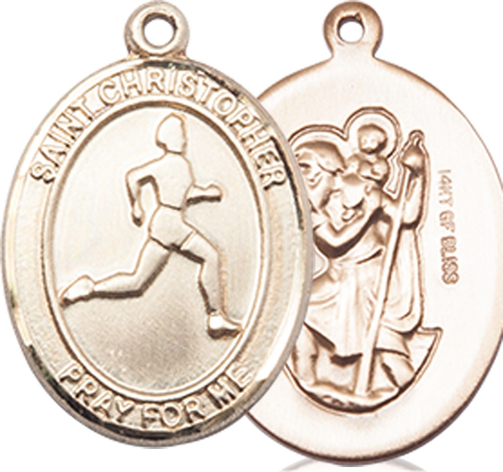 14kt Gold Filled Saint Christopher Track&amp;Field Medal