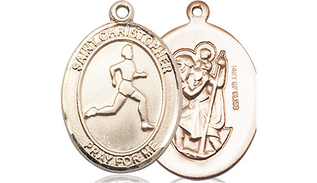 14kt Gold Filled Saint Christopher Track&amp;Field Medal