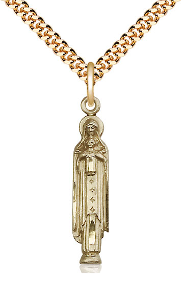 14kt Gold Filled Madonna &amp; Child Pendant on a 24 inch Gold Plate Heavy Curb chain