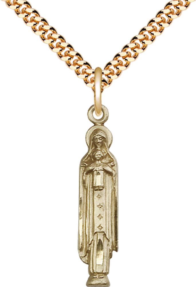 14kt Gold Filled Madonna &amp; Child Pendant on a 24 inch Gold Plate Heavy Curb chain