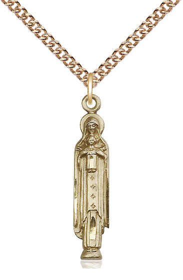 14kt Gold Filled Madonna &amp; Child Pendant on a 24 inch Gold Filled Heavy Curb chain