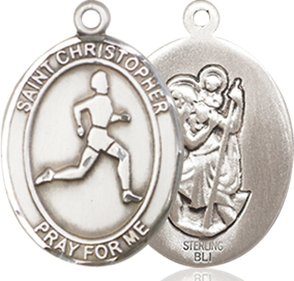 Sterling Silver Saint Christopher Track&amp;Field Medal