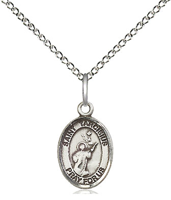 Sterling Silver Saint Tarcisius Pendant on a 18 inch Sterling Silver Light Curb chain