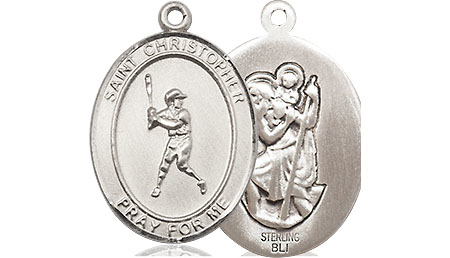 Sterling Silver Saint Christopher Baseball Medal