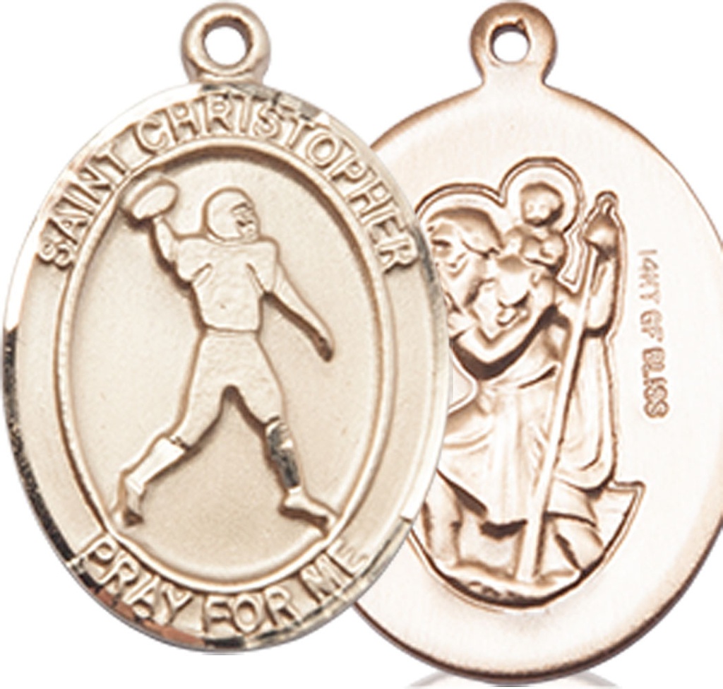 14kt Gold Filled Saint Christopher Football Medal