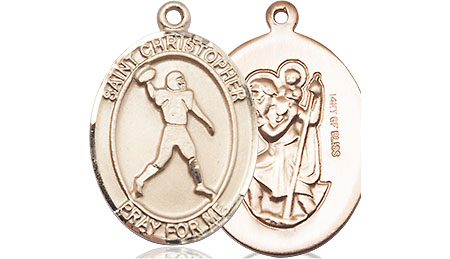 14kt Gold Filled Saint Christopher Football Medal