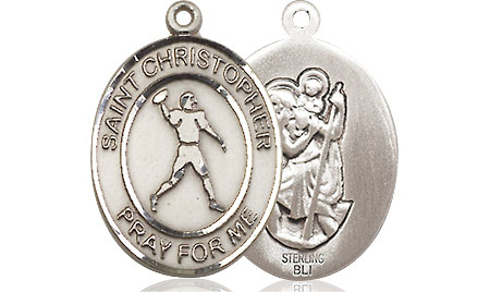 Sterling Silver Saint Christopher Football Medal