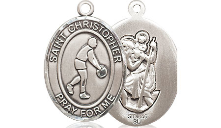 Sterling Silver Saint Christopher Basketball Medal