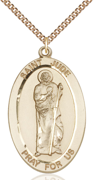 14kt Gold Filled Saint Jude Pendant on a 24 inch Gold Filled Heavy Curb chain