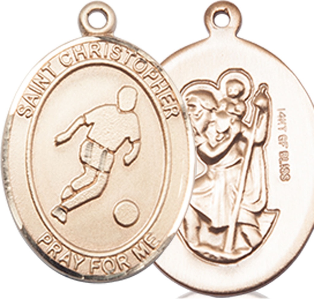 14kt Gold Filled Saint Christopher Soccer Medal