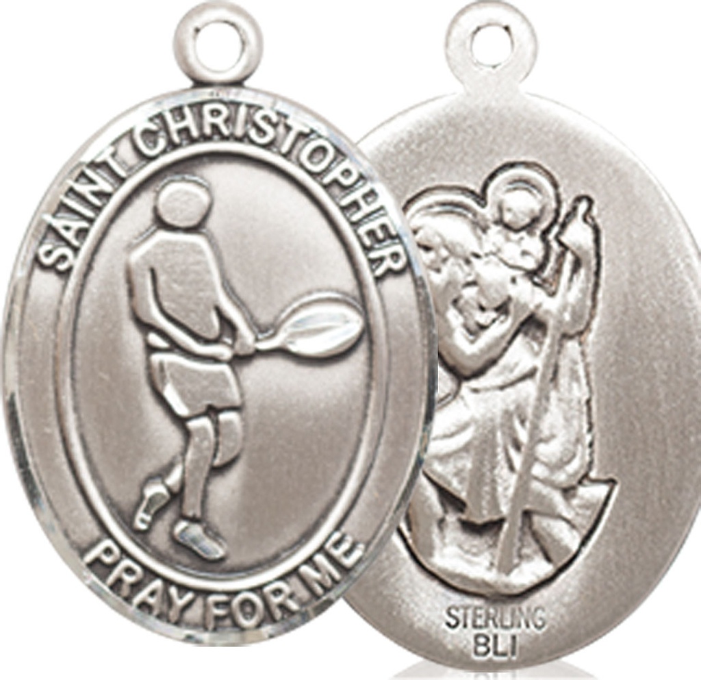 Sterling Silver Saint Christopher Tennis Medal