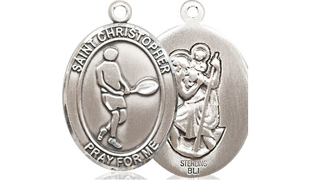 Sterling Silver Saint Christopher Tennis Medal