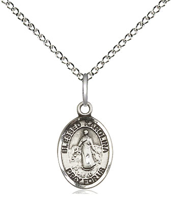 Sterling Silver Blessed Karolina Kozkowna Pendant on a 18 inch Sterling Silver Light Curb chain