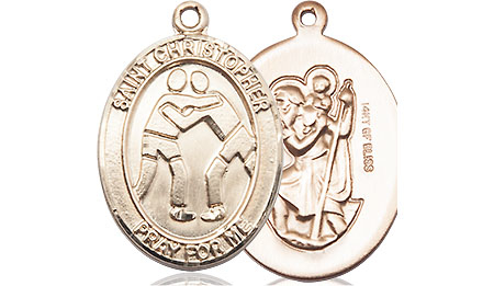 14kt Gold Filled Saint Christopher Wrestling Medal