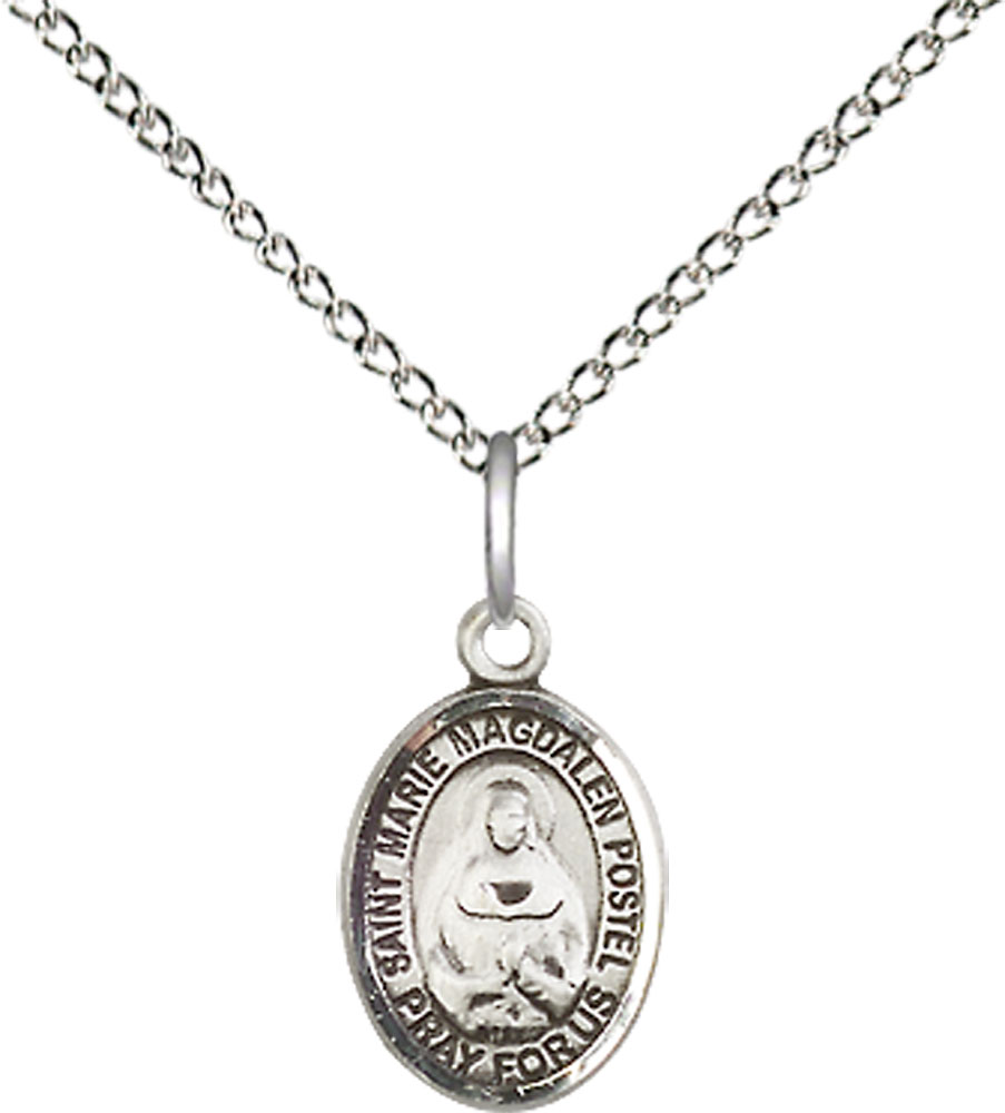 Sterling Silver Marie Magdalen Postel Pendant on a 18 inch Sterling Silver Light Curb chain