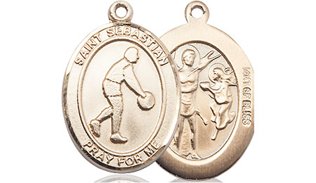 14kt Gold Filled Saint Sebastian Basketball Medal