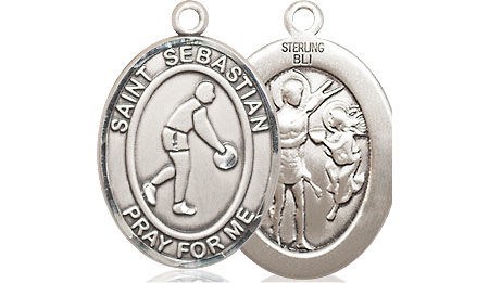 Sterling Silver Saint Sebastian Basketball Medal