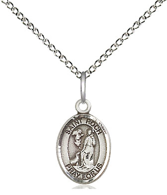 Sterling Silver Saint Roch Pendant on a 18 inch Sterling Silver Light Curb chain