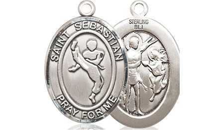 Sterling Silver Saint Sebastian Martial Arts Medal