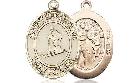 14kt Gold Filled Saint Sebastian Skiing Medal