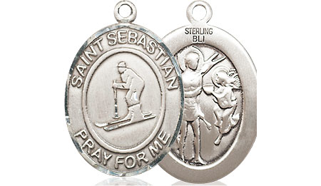 Sterling Silver Saint Sebastian Skiing Medal