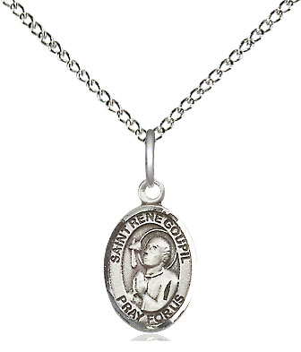 Sterling Silver Saint Rene Goupil Pendant on a 18 inch Sterling Silver Light Curb chain