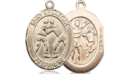 14kt Gold Filled Saint Sebastian Wrestling Medal