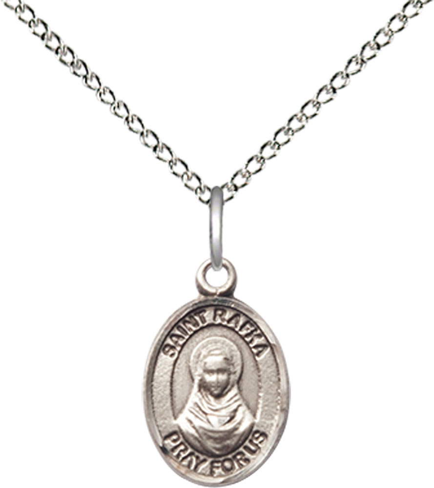 Sterling Silver Saint Rafka Pendant on a 18 inch Sterling Silver Light Curb chain